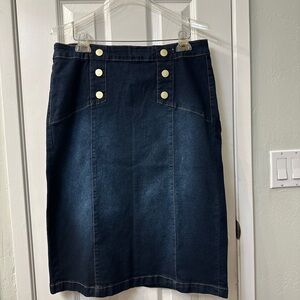 Denim Button-Accent Skirt